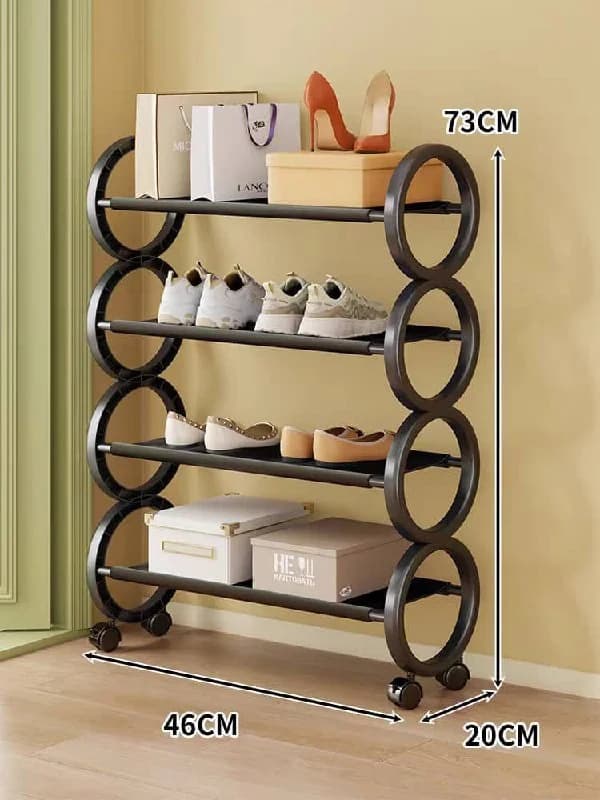 Etagere chaussures anneaux noirs vue d ensemble