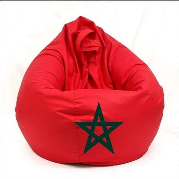 Pouf marroquain rouge drapeau étoile verte - vue principale