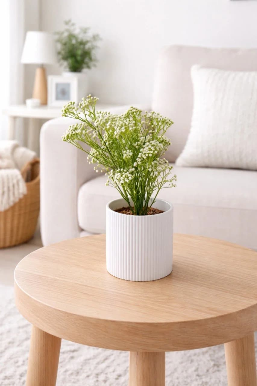 Plante artificielle pot ceramique blanc detail feuillage