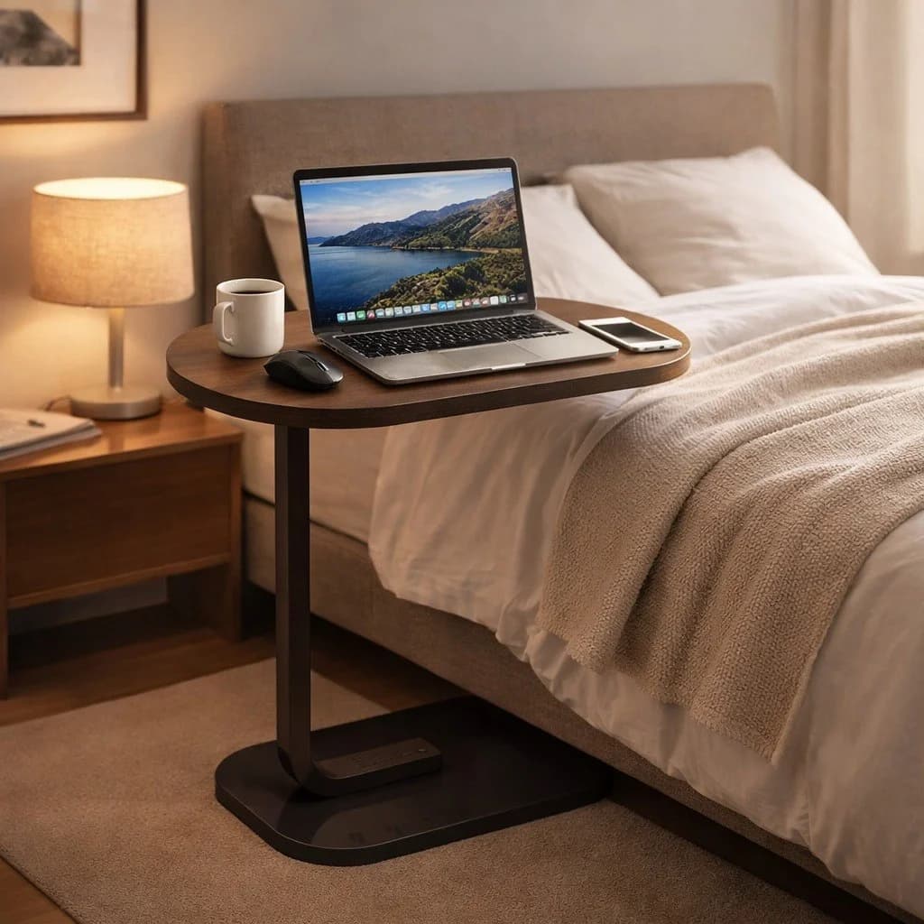 Table appoint design résine forme organique vue de profil