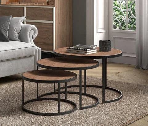 Tables basses bois naturel - perspective salon