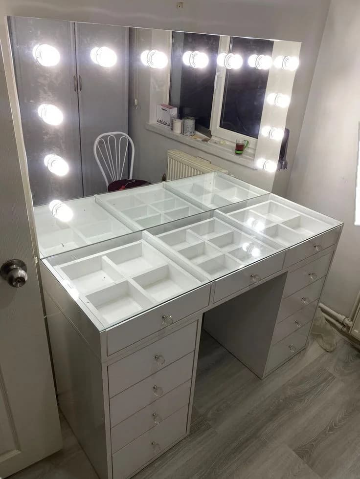 Coiffeuse Hollywood miroir LED blanc - vue principale