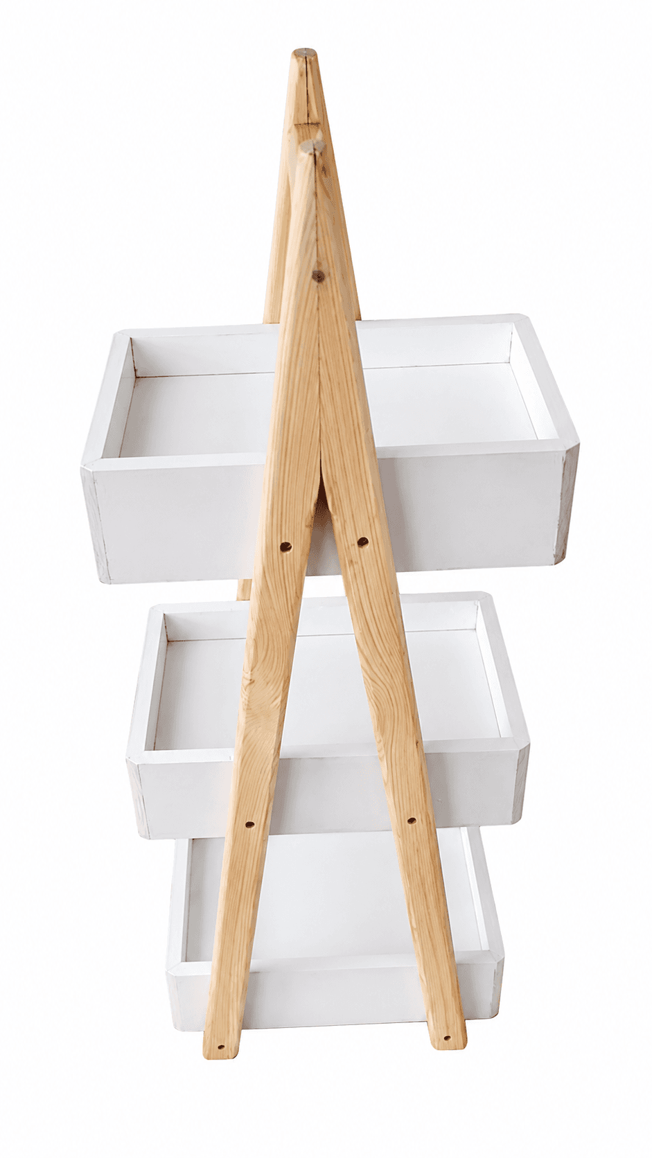 Étagère Échelle Rangement 3 Niveaux Bois & MDF