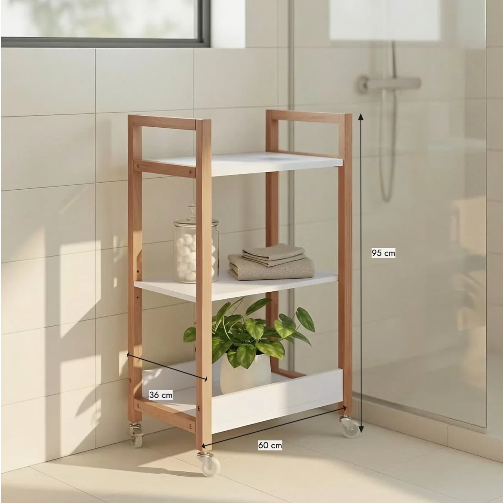 Trolley Salle de Bain 3 Niveaux sur Roulettes — image 3