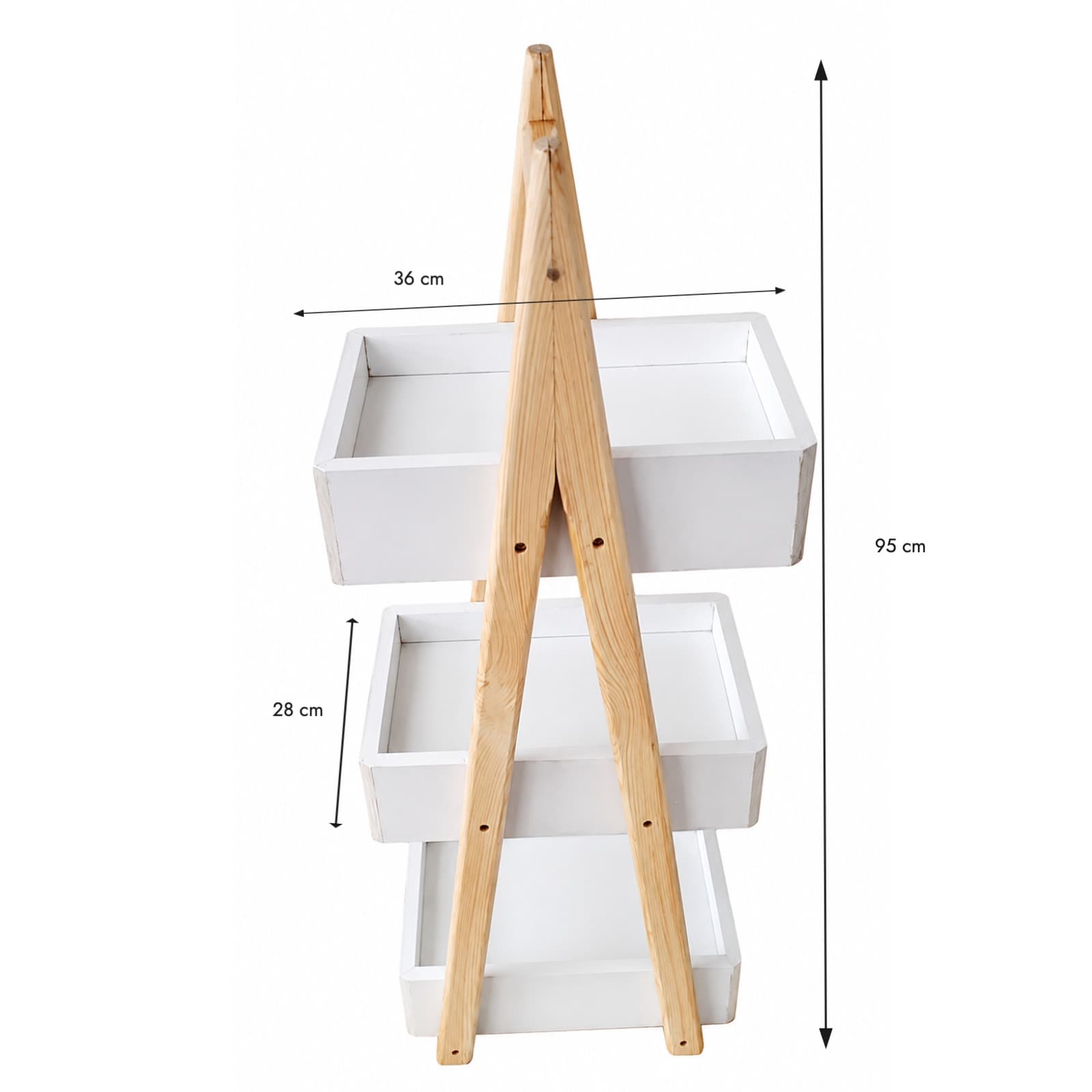 Étagère Échelle Rangement 3 Niveaux Bois & MDF — image 3